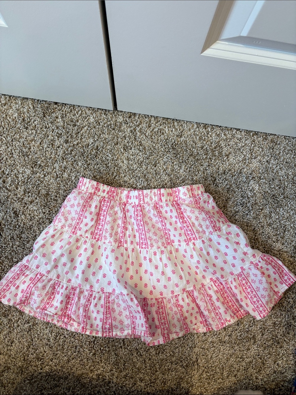 Janie and Jack White Skirt with Pink Floral Print